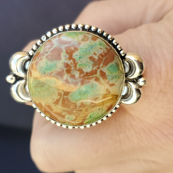 New Oversized  Variscite 925 Silver Ring. - Picture 10 of 11